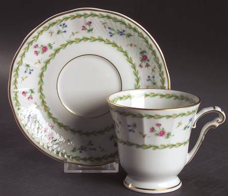 Artois Vert (Versailles Shape) Footed Cup & Saucer Set by Bernardaud