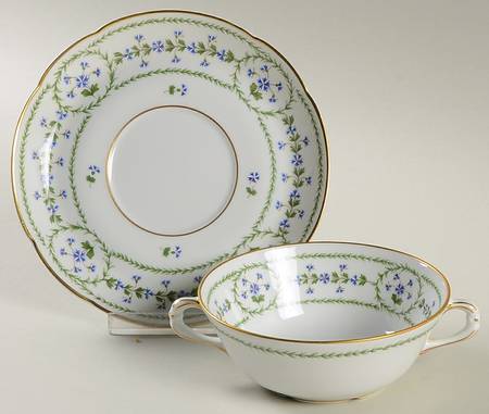 Barbeaux Flat Cream Soup Bowl & Saucer Set