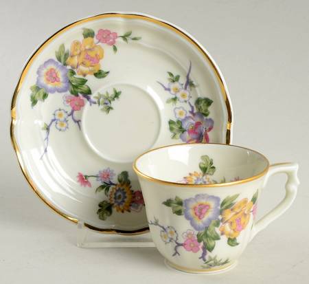 Bengali (Cream, Regence) Flat Demitasse Cup & Saucer Set