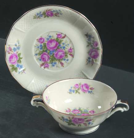 BER12 Footed Cream Soup Bowl & Saucer Set