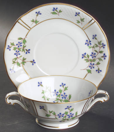 Bleuets Footed Cream Soup Bowl & Saucer Set
