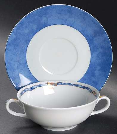 Borghese Flat Cream Soup Bowl & Saucer Set by Bernardaud