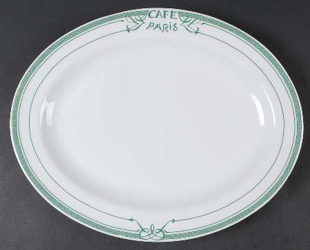 Cafe Paris Green 13" Oval Serving Platter