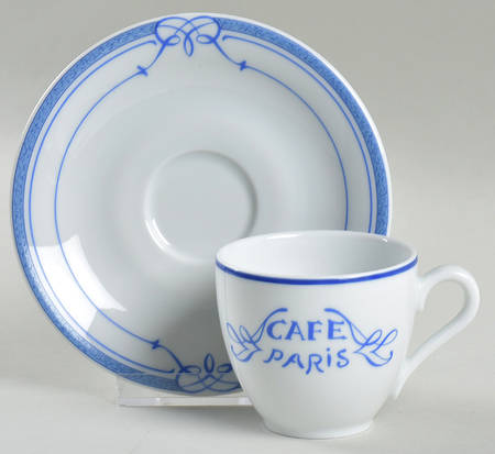 Cafe Paris Blue Flat Demitasse Cup & Saucer Set