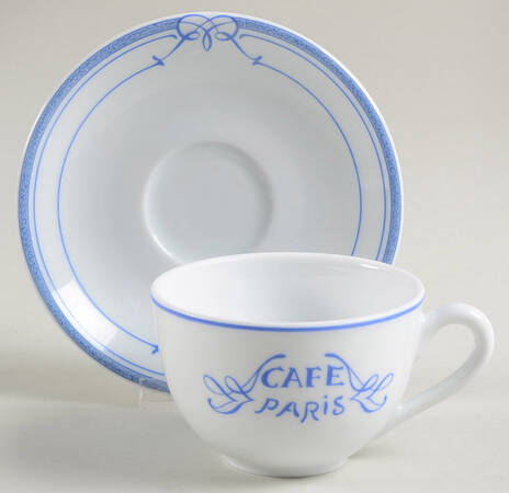 Cafe Paris Blue Flat Cup & Saucer Set