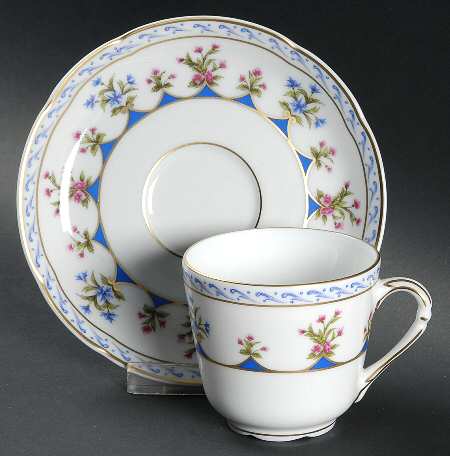 Chateaubriand Blue Flat Demitasse Cup & Saucer Set