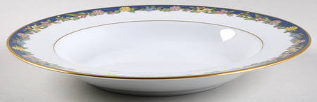 Fiorini Bleu (No Gold Outlined Flowers) Rim Soup Bowl