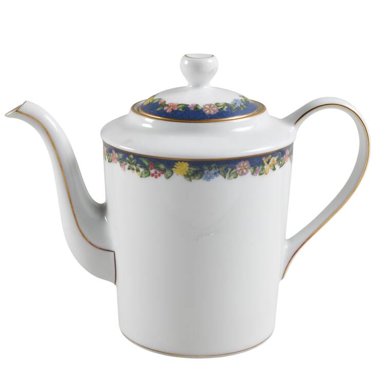 Fiorini Bleu (No Gold Outlined Flowers) Coffee Pot & Lid