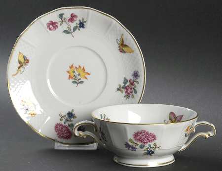 Fleurs Des Indes Footed Cream Soup Bowl & Saucer Set