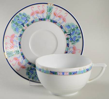 Flamants Roses Flat Cup & Saucer Set