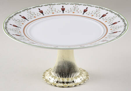 Grenadiers Cake Stand with 4"-5" Metal Pedestal  Hc by Bernardaud