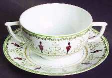 Grenadiers Flat Cream Soup Bowl & Saucer Set by Bernardaud