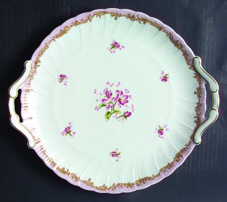 Henriette Rose Handled Cake Plate