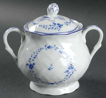 Hortense Blue (Blue Trim) Sugar Bowl & Lid