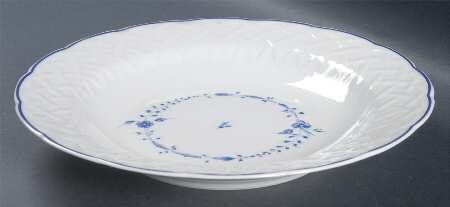 Hortense Blue (Blue Trim) Large Rim Soup Bowl
