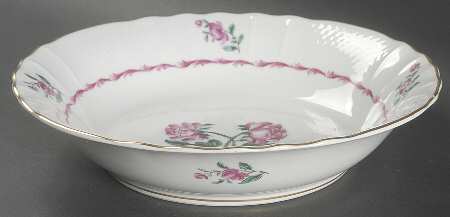 Hortense Pink (Gold Trim) 9" Round Vegetable Bowl