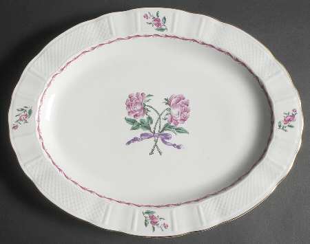 Hortense Pink (Gold Trim) 15" Oval Serving Platter