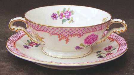 India Footed Cream Soup Bowl & Saucer Set