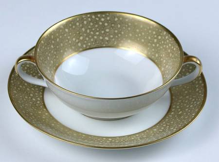 Louvre Yellow Flat Cream Soup Bowl & Saucer Set