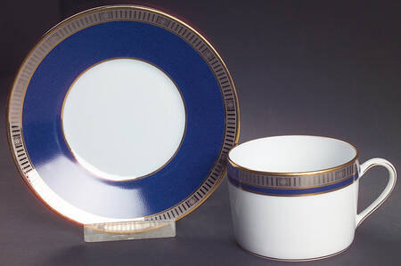 Madison Platinum Blue Flat Cup & Saucer Set