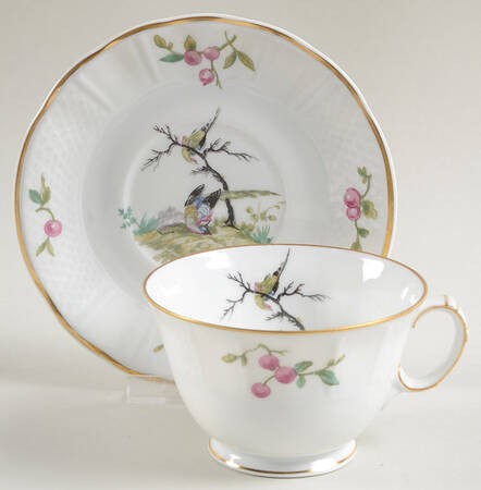 Mennecy Footed Cup & Saucer Set by Bernardaud