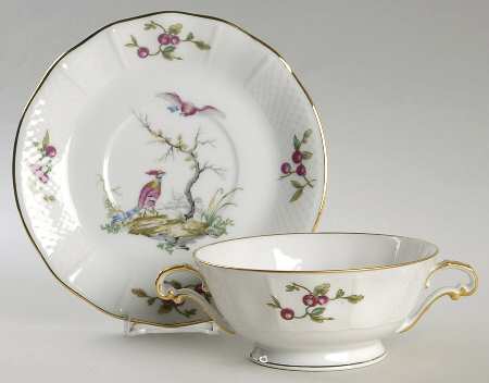 Mennecy Footed Cream Soup Bowl & Saucer Set by Bernardaud