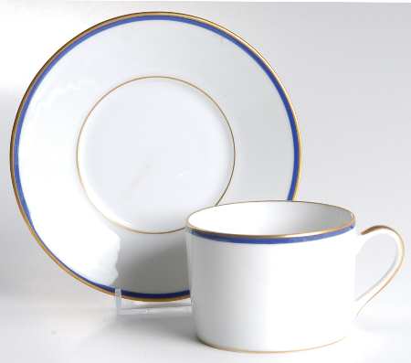 Perouse Blue Flat Cup & Saucer Set