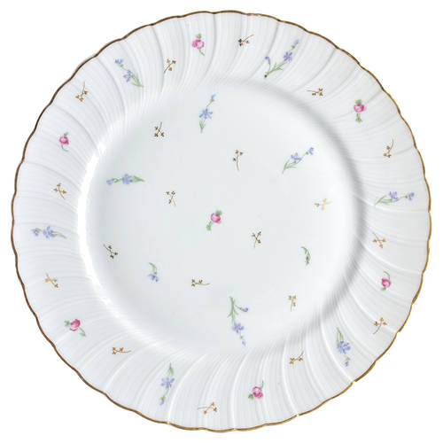 Pompadour (Scalloped, White Background) Dinner Plate
