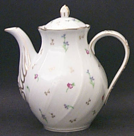 Pompadour (Scalloped, White Background) Mini Coffee Pot & Lid