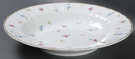 Pompadour (Scalloped, White Background) Large Rim Soup Bowl