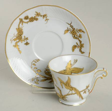 Reine Elisabeth (White Background) Footed Demitasse Cup & Saucer Set
