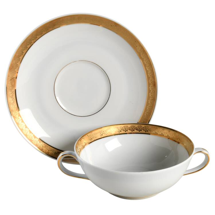 Rhapsody Flat Cream Soup Bowl & Saucer Set by Bernardaud