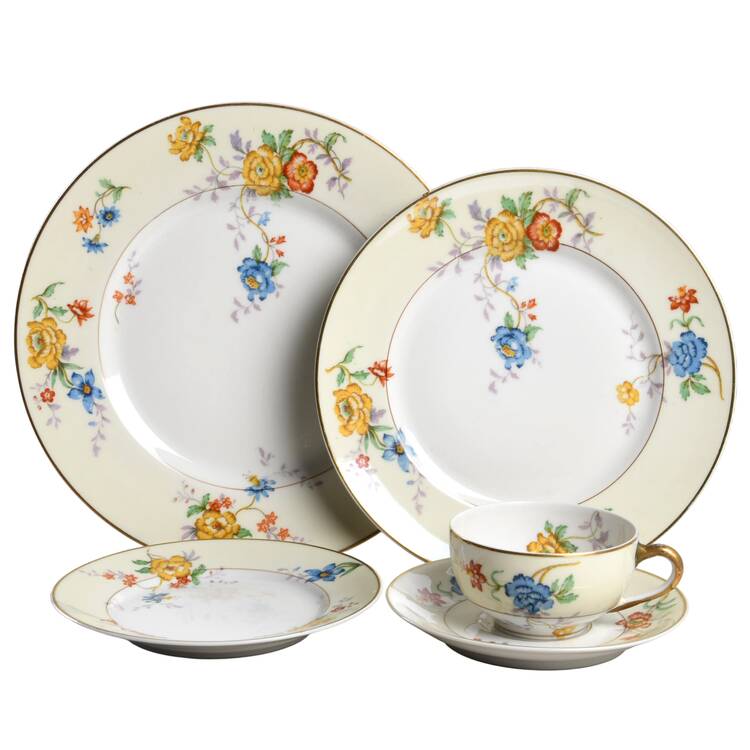 Riviera (Cream & White) 5 Piece Place Setting