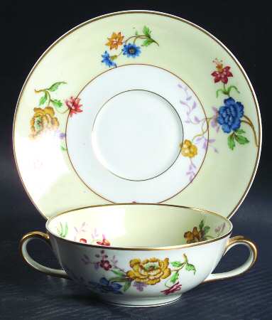 Riviera (Cream & White) Flat Cream Soup Bowl & Saucer Set