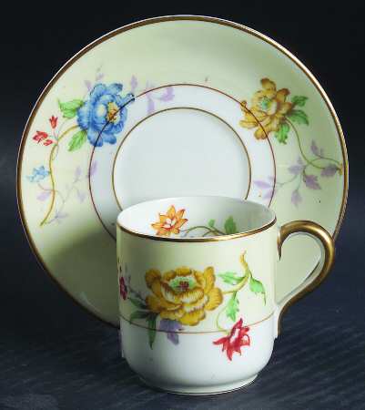Riviera (Cream & White) Footed Demitasse Cup & Saucer Set