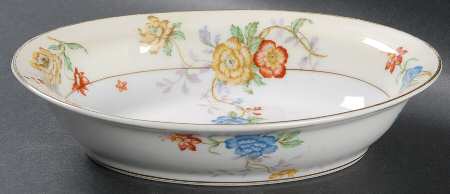 Riviera (Cream & White) 8" Oval Vegetable Bowl