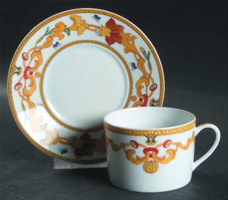 Roma Gold Flat Cup & Saucer Set by Bernardaud
