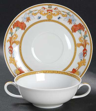Roma Gold Flat Cream Soup Bowl & Saucer Set