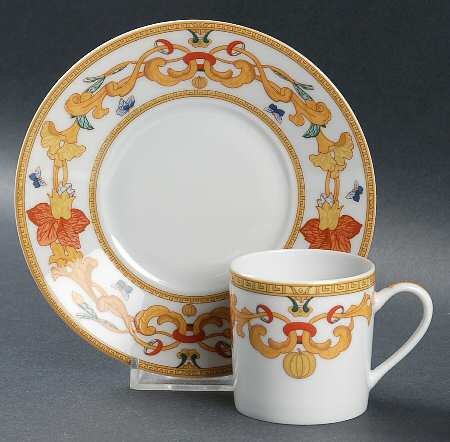 Roma Gold Flat Demitasse Cup & Saucer Set
