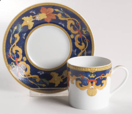 Roma Bleu (Blue) Flat Demitasse Cup & Saucer Set