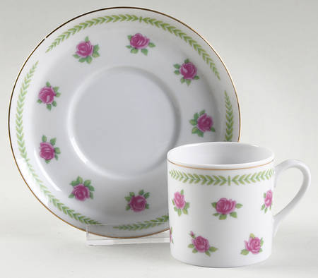 Roses Flat Demitasse Cup & Saucer Set by Bernardaud