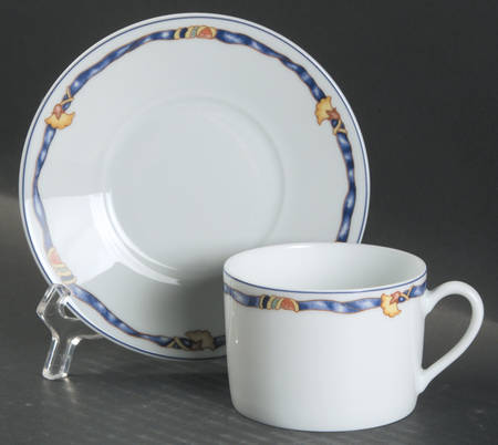 Ruban Bleu Flat Cup & Saucer Set