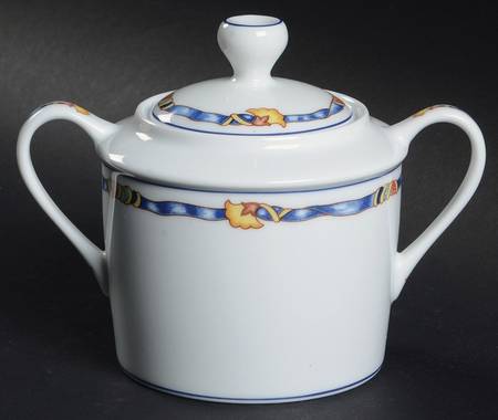 Ruban Bleu Sugar Bowl & Lid
