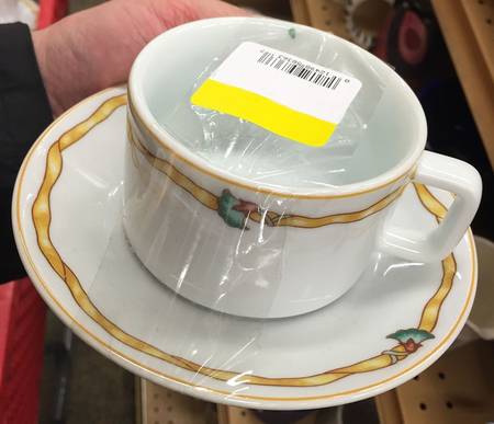 Ruban Yellow Flat Cup & Saucer Set