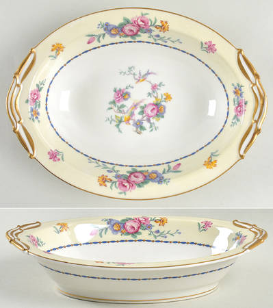 Spring Time (Cream Rim) 9" Oval Vegetable Bowl