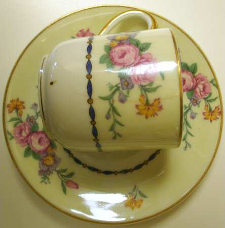 Spring Time (Cream Rim) Flat Demitasse Cup & Saucer Set