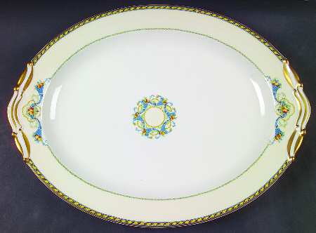 Trianon (Blue Cornucopia, Smooth) 15" Oval Serving Platter