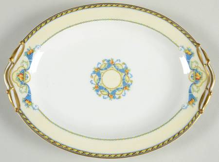 Trianon (Blue Cornucopia, Smooth) 11" Oval Serving Platter