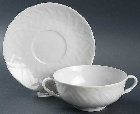 Vannerie (No Trim) Flat Cream Soup Bowl & Saucer Set