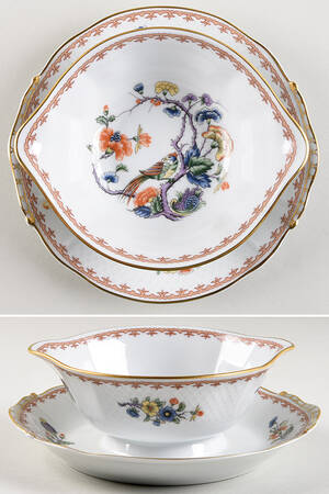 Vieux Rouen Gravy Boat with Attached Underplate